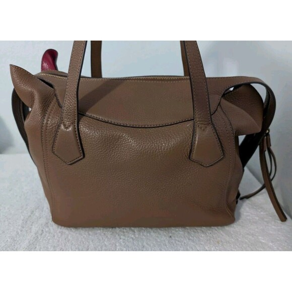 Tory Burch Perry Leather Satchel Bag Brown Moose w/ Red Interior - Picture 5 of 13